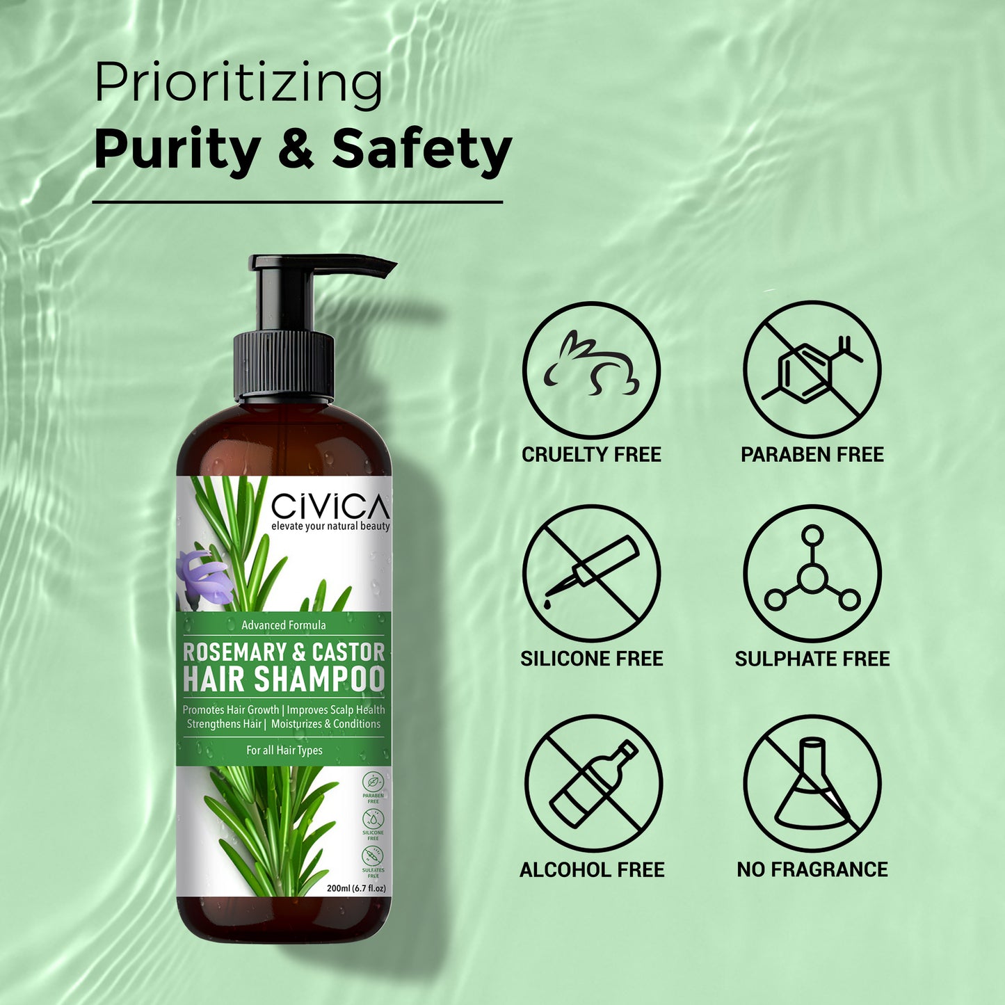 Civica Rosemary & Castor Hair Shampoo 200ml